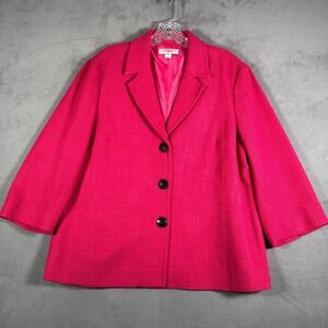 Coldwater Creek Blazer‎ Jacket Womens 14 Pink 3/4 Sleeve Lined Office Barbie NEW